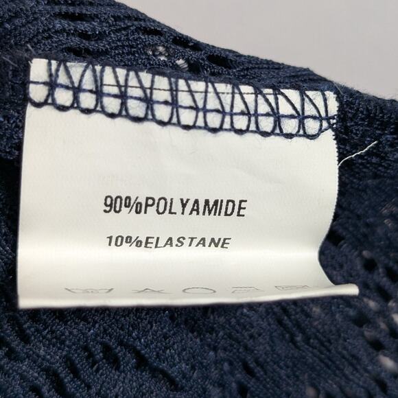 Benancy M Navy Blue Lace Open Front Sheer Cardigan Shrug Lightweight Knit - Picture 3 of 4